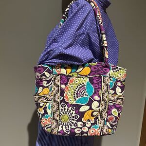 Vera Bradley Retired Plum Crazy Shoulder Bag Tote